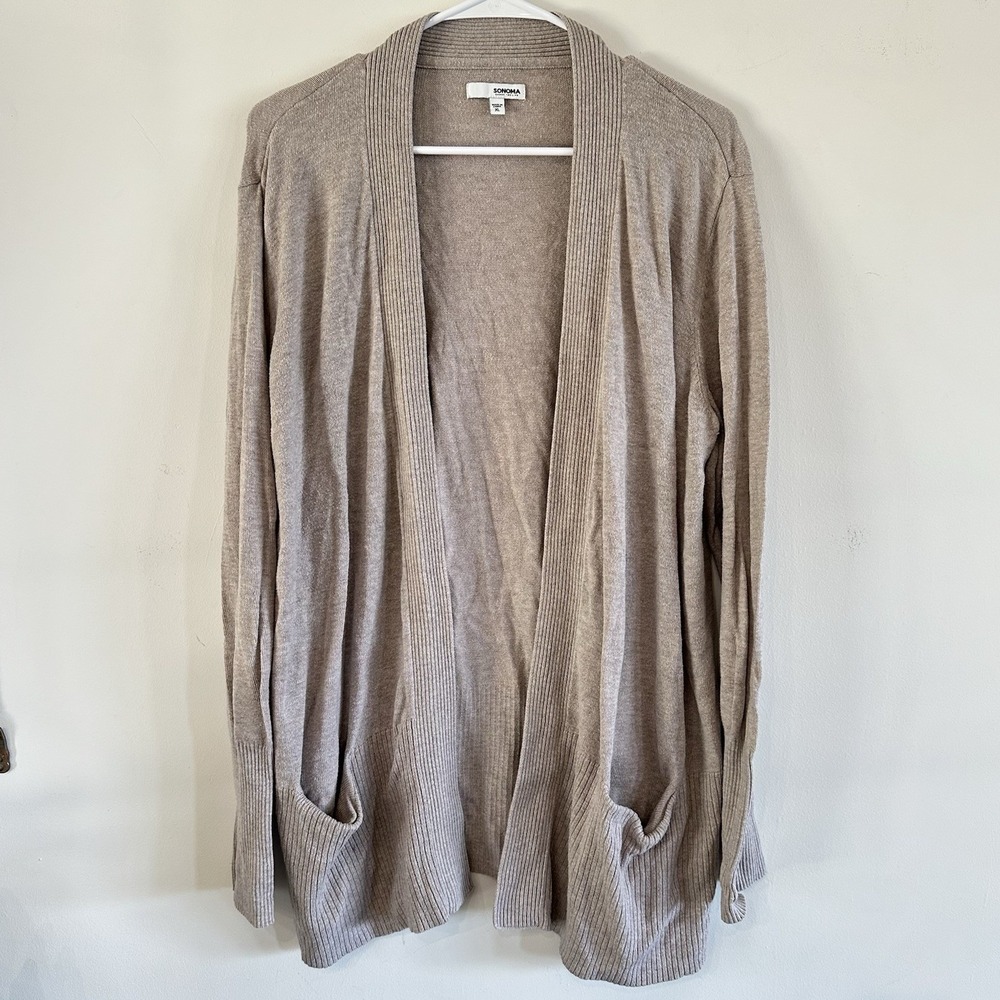 Women's Sonoma Cardigan With Pockets Taupe Beige XL Basic Neutral Casual